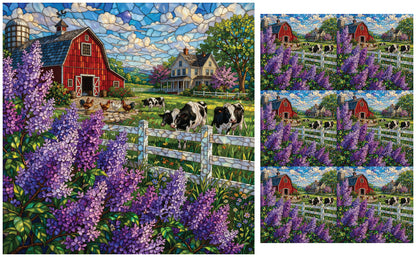 DecoCraft - Studio 1375 - Scenic Tiles Series - Lilac Barn at Noon