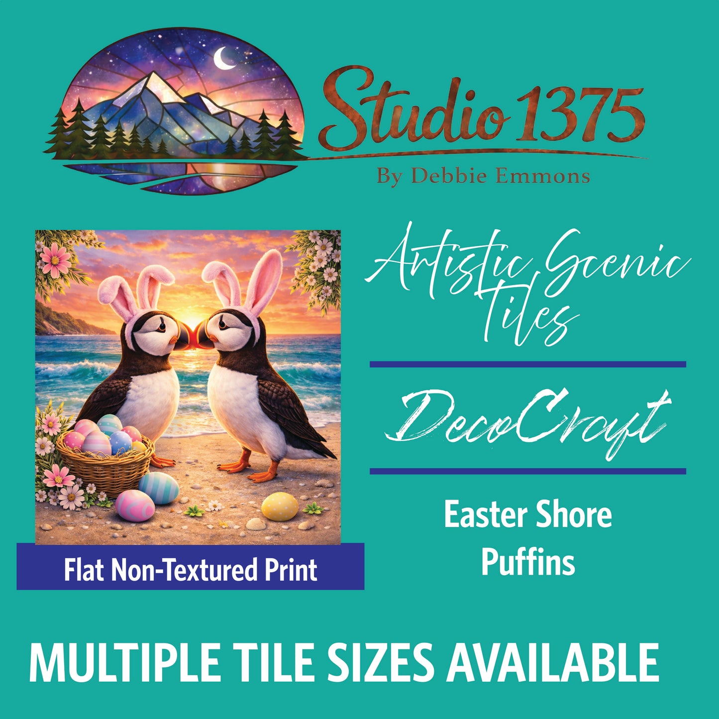DecoCraft - Studio 1375 - Scenic Tiles Series - Easter Shore Puffins