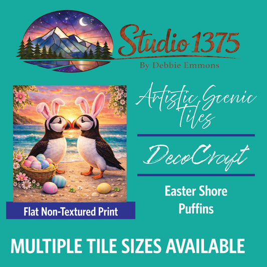 DecoCraft - Studio 1375 - Scenic Tiles Series - Easter Shore Puffins