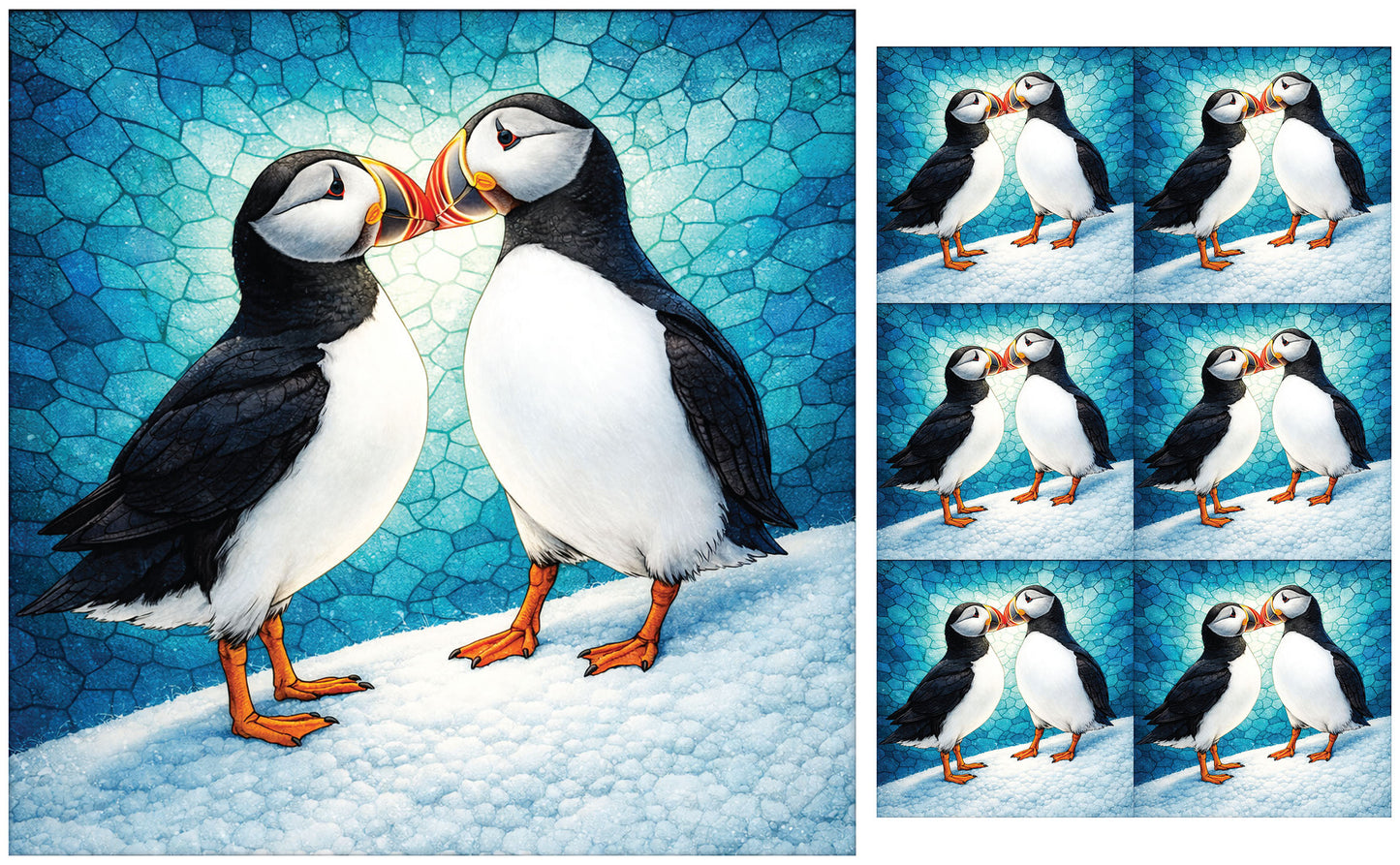 DecoCraft - Studio 1375 - Scenic Tiles Series - Mosaic Love Puffins