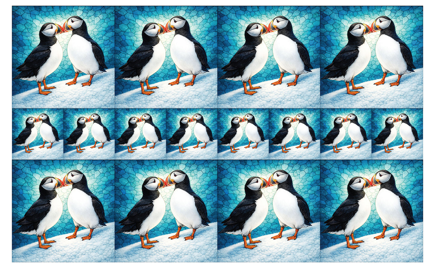 DecoCraft - Studio 1375 - Scenic Tiles Series - Mosaic Love Puffins