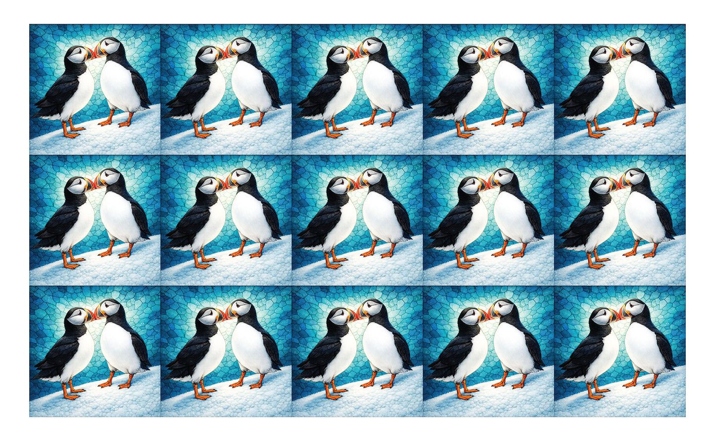 DecoCraft - Studio 1375 - Scenic Tiles Series - Mosaic Love Puffins