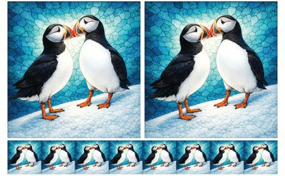 DecoCraft - Studio 1375 - Scenic Tiles Series - Mosaic Love Puffins