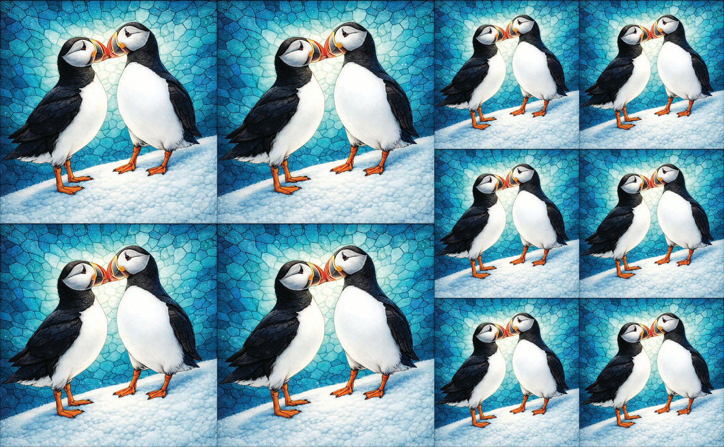 DecoCraft - Studio 1375 - Scenic Tiles Series - Mosaic Love Puffins
