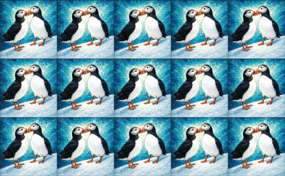 DecoCraft - Studio 1375 - Scenic Tiles Series - Mosaic Love Puffins