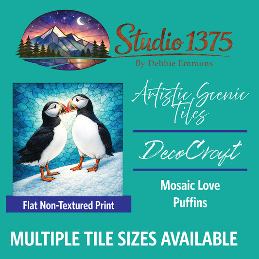 DecoCraft - Studio 1375 - Scenic Tiles Series - Mosaic Love Puffins