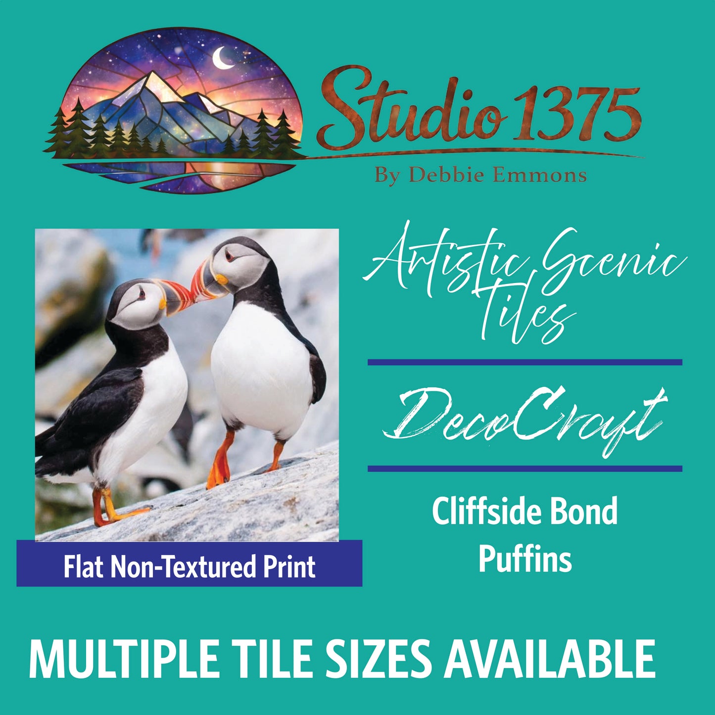 DecoCraft - Studio 1375 - Scenic Tiles Series - Cliffside Bond Puffins