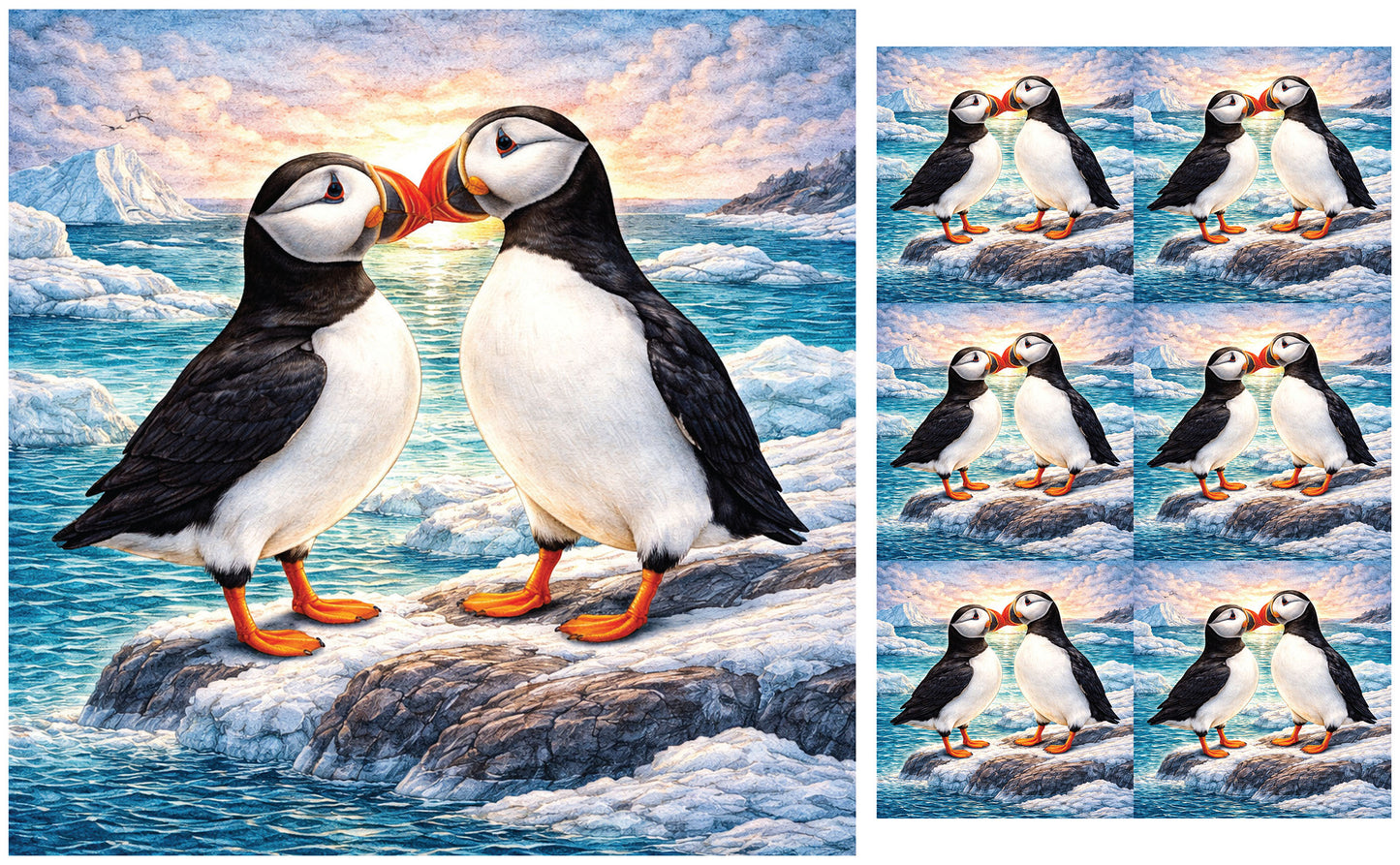 DecoCraft - Studio 1375 - Scenic Tiles Series - Ocean Breeze Puffins