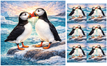 DecoCraft - Studio 1375 - Scenic Tiles Series - Ocean Breeze Puffins