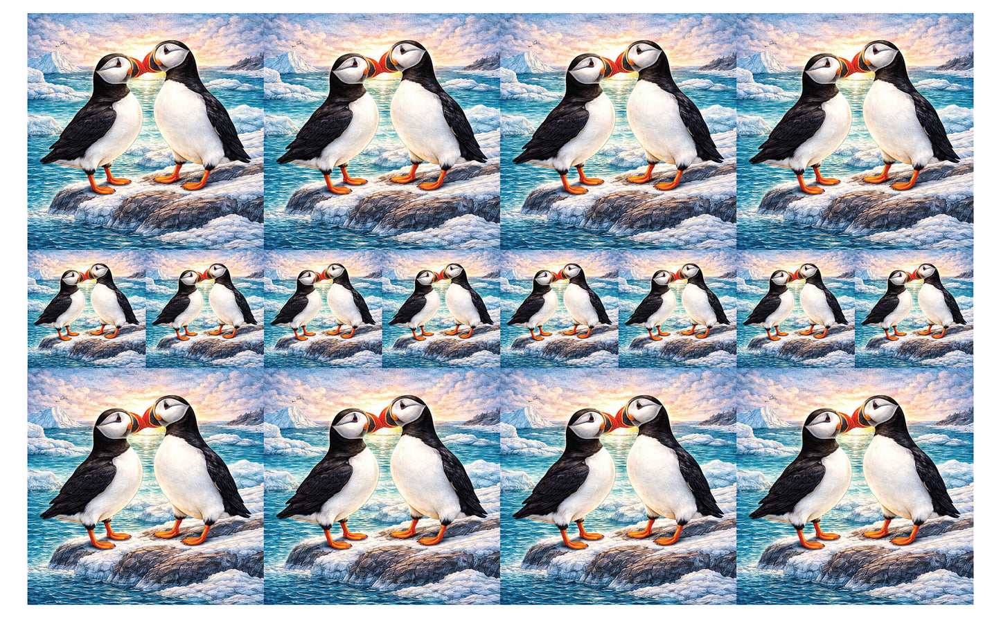 DecoCraft - Studio 1375 - Scenic Tiles Series - Ocean Breeze Puffins
