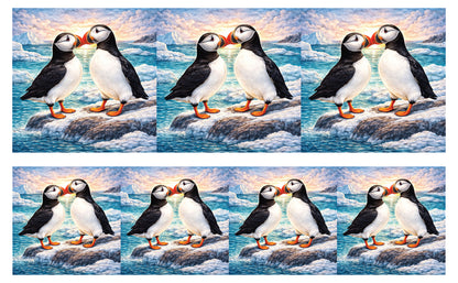 DecoCraft - Studio 1375 - Scenic Tiles Series - Ocean Breeze Puffins