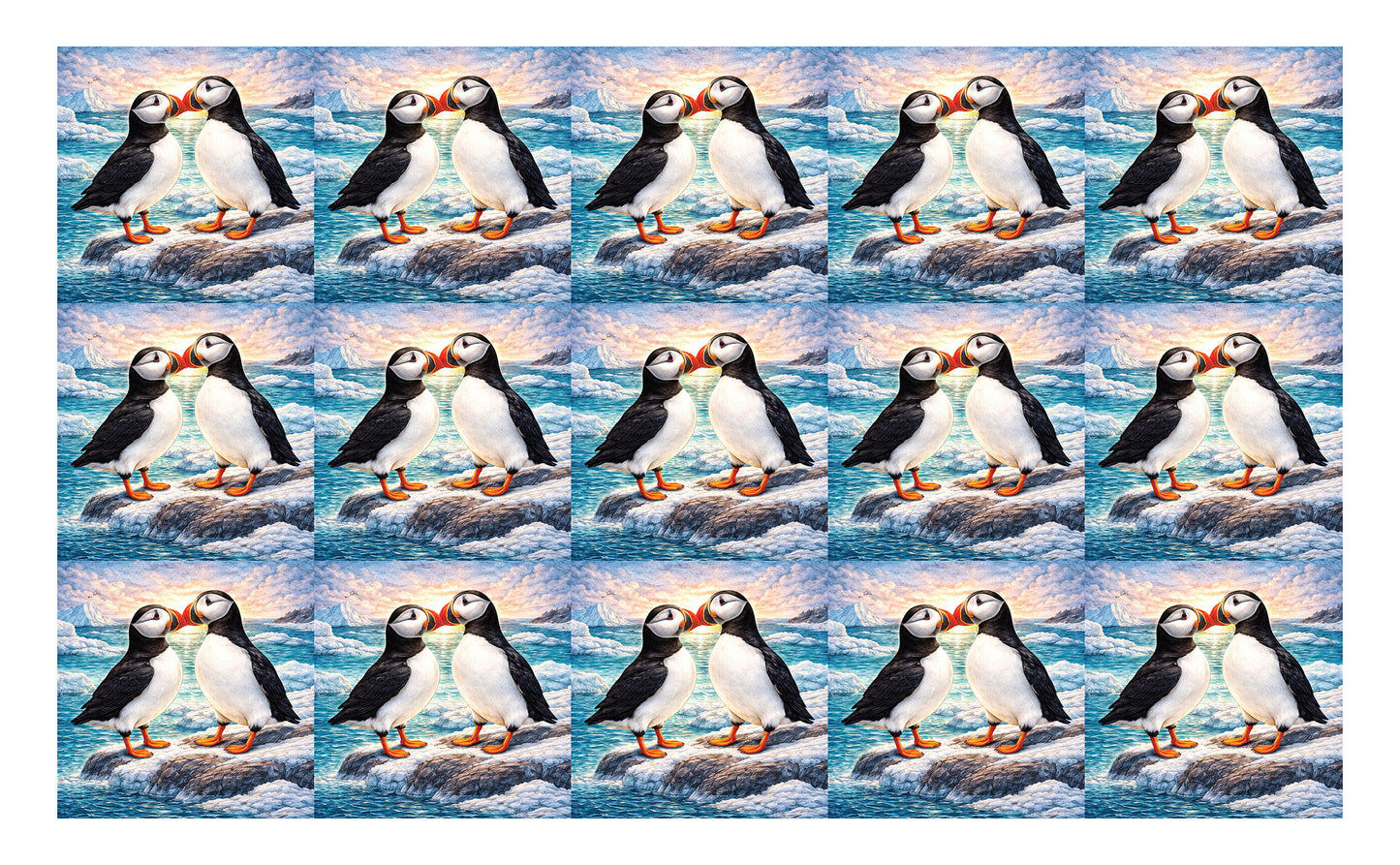 DecoCraft - Studio 1375 - Scenic Tiles Series - Ocean Breeze Puffins