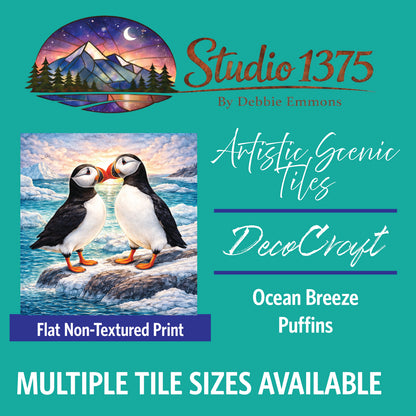 DecoCraft - Studio 1375 - Scenic Tiles Series - Ocean Breeze Puffins