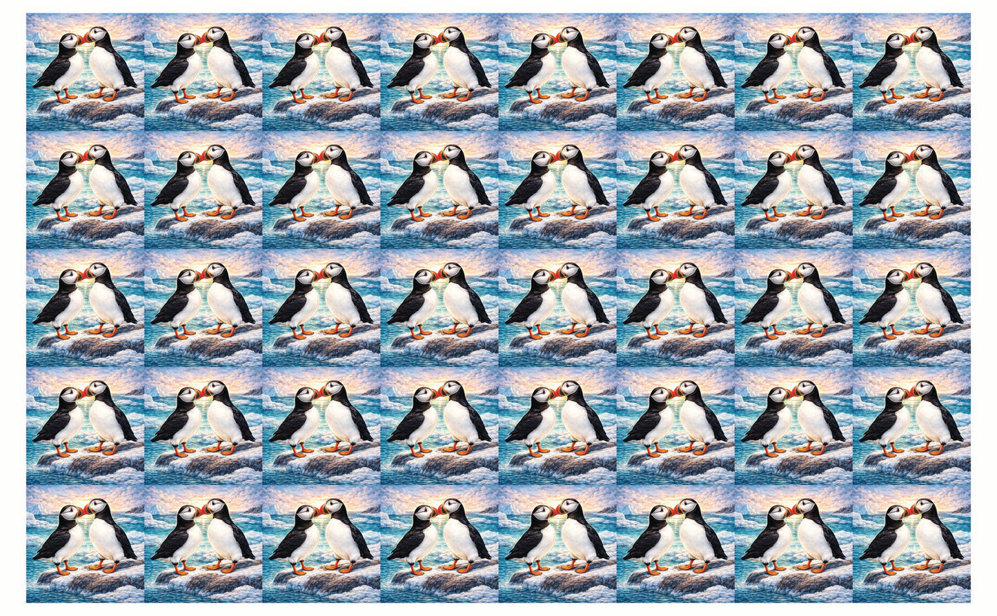 DecoCraft - Studio 1375 - Scenic Tiles Series - Ocean Breeze Puffins