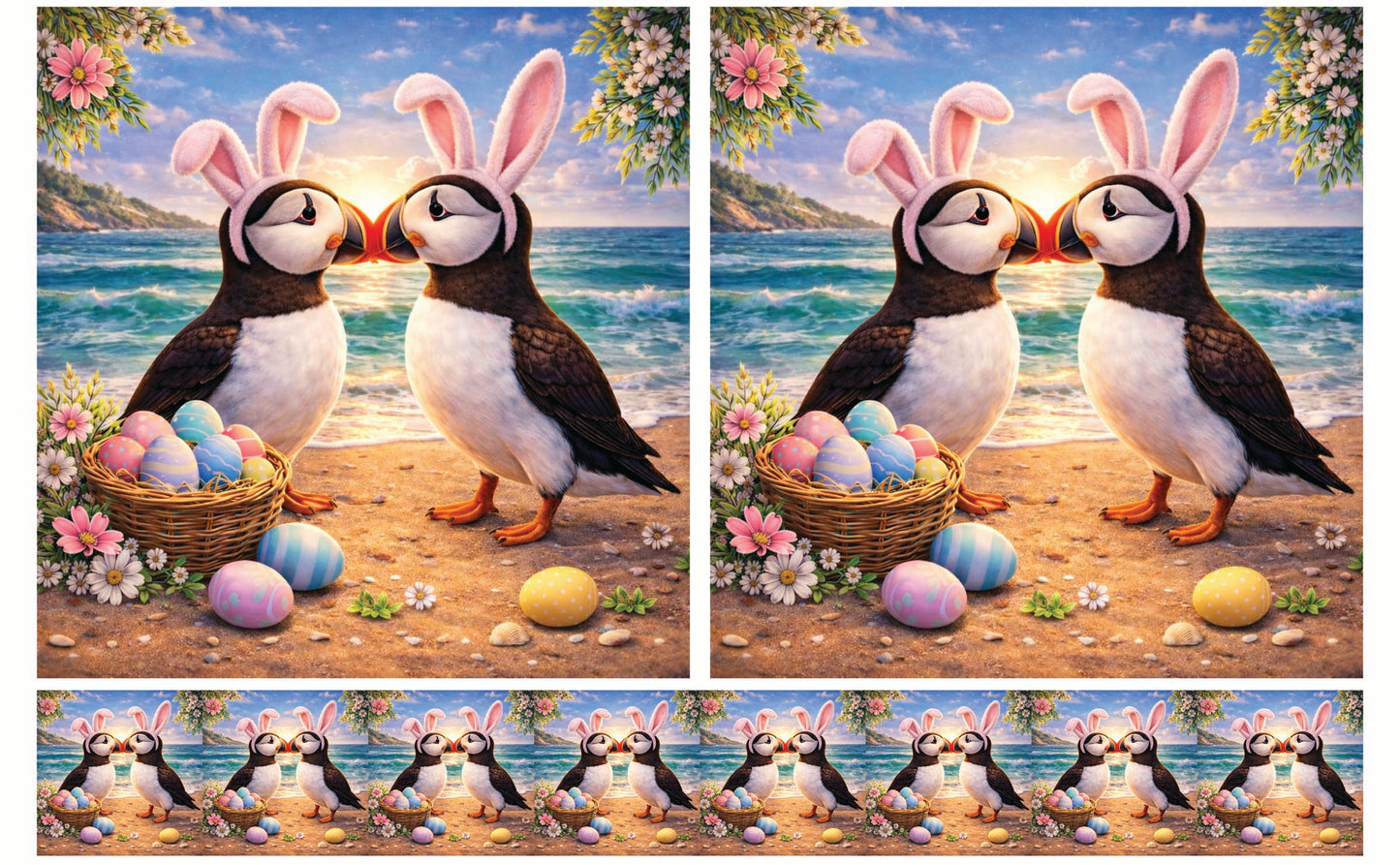 DecoCraft - Studio 1375 - Scenic Tiles Series - Spring Nest Puffins