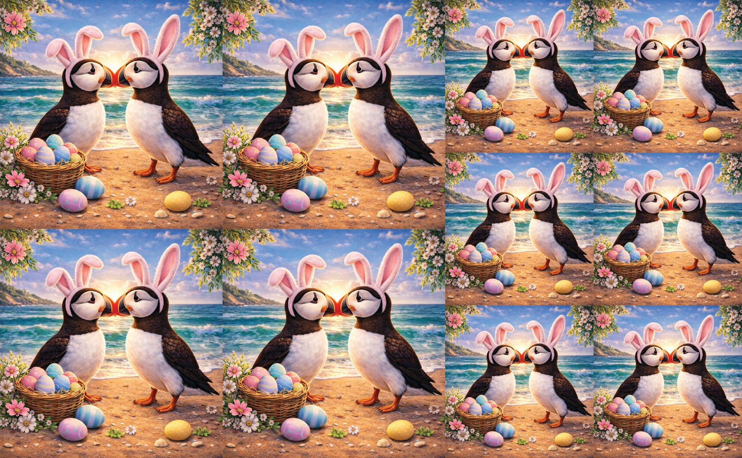 DecoCraft - Studio 1375 - Scenic Tiles Series - Spring Nest Puffins