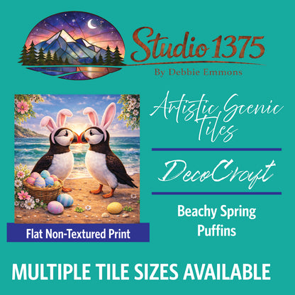 DecoCraft - Studio 1375 - Scenic Tiles Series - Spring Nest Puffins