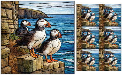 DecoCraft - Studio 1375 - Elevated Scenic Tiles Series - Cliffside Puffin Trio