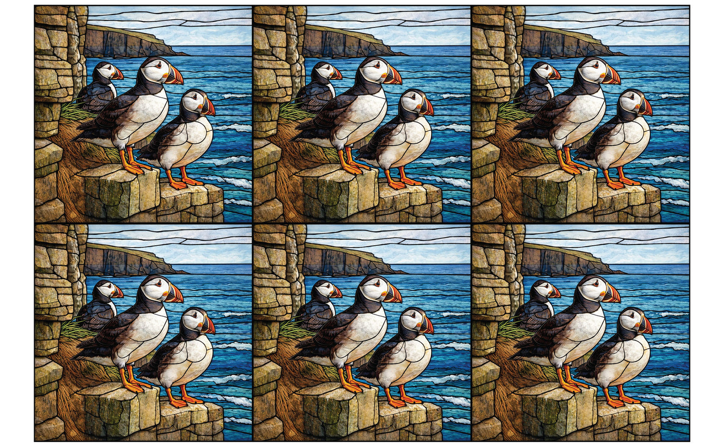 DecoCraft - Studio 1375 - Elevated Scenic Tiles Series - Cliffside Puffin Trio