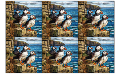 DecoCraft - Studio 1375 - Elevated Scenic Tiles Series - Cliffside Puffin Trio