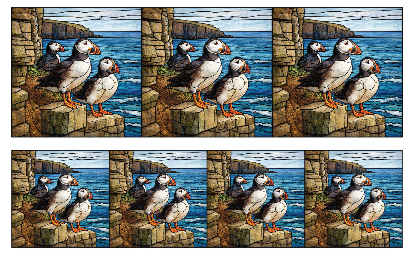 DecoCraft - Studio 1375 - Elevated Scenic Tiles Series - Cliffside Puffin Trio