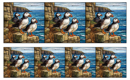 DecoCraft - Studio 1375 - Elevated Scenic Tiles Series - Cliffside Puffin Trio