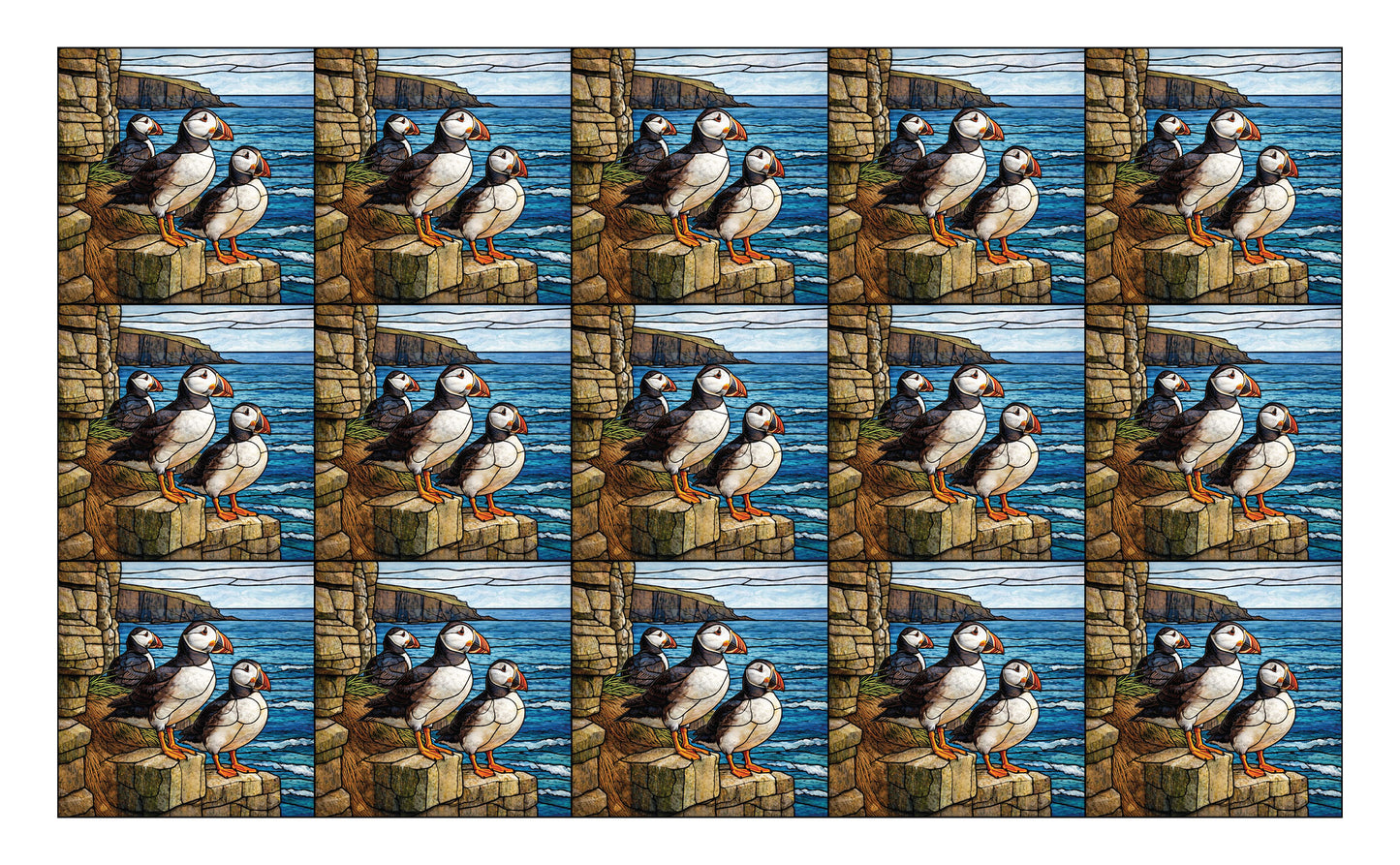 DecoCraft - Studio 1375 - Elevated Scenic Tiles Series - Cliffside Puffin Trio
