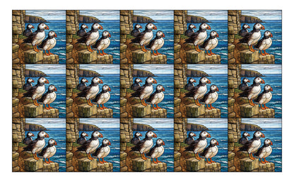 DecoCraft - Studio 1375 - Elevated Scenic Tiles Series - Cliffside Puffin Trio