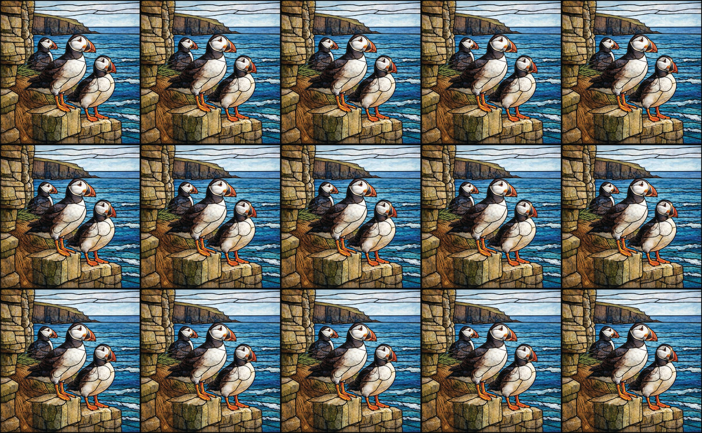 DecoCraft - Studio 1375 - Elevated Scenic Tiles Series - Cliffside Puffin Trio