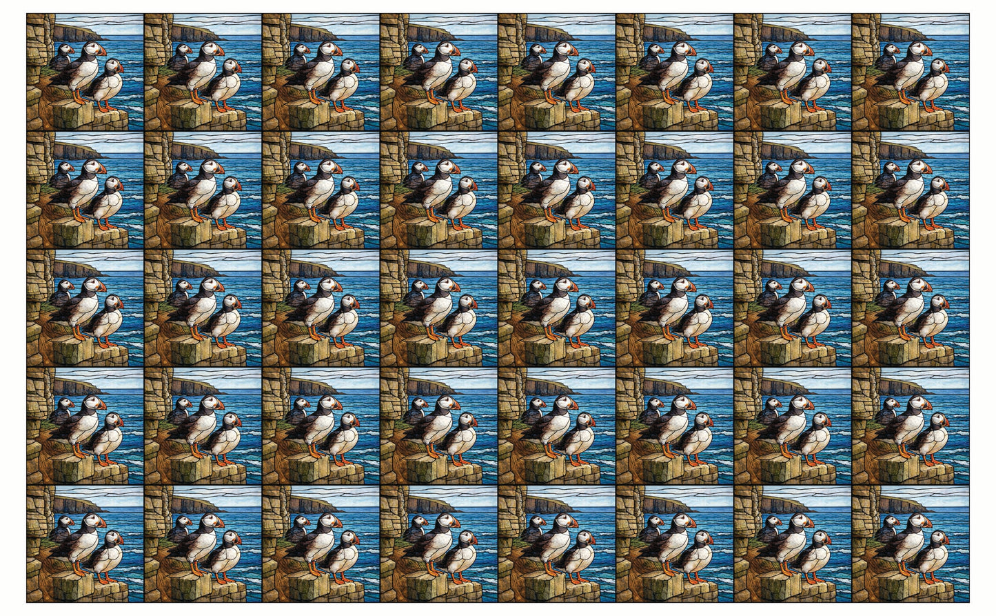 DecoCraft - Studio 1375 - Elevated Scenic Tiles Series - Cliffside Puffin Trio