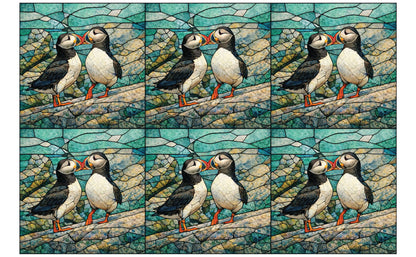 DecoCraft - Studio 1375 - Elevated Scenic Tiles Series - Stone Mosaic Puffins
