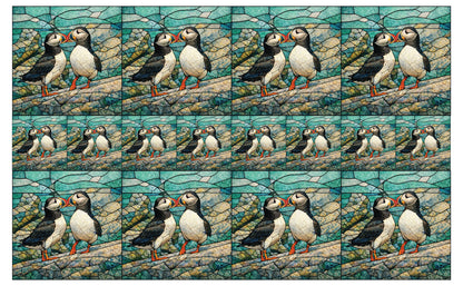 DecoCraft - Studio 1375 - Elevated Scenic Tiles Series - Stone Mosaic Puffins