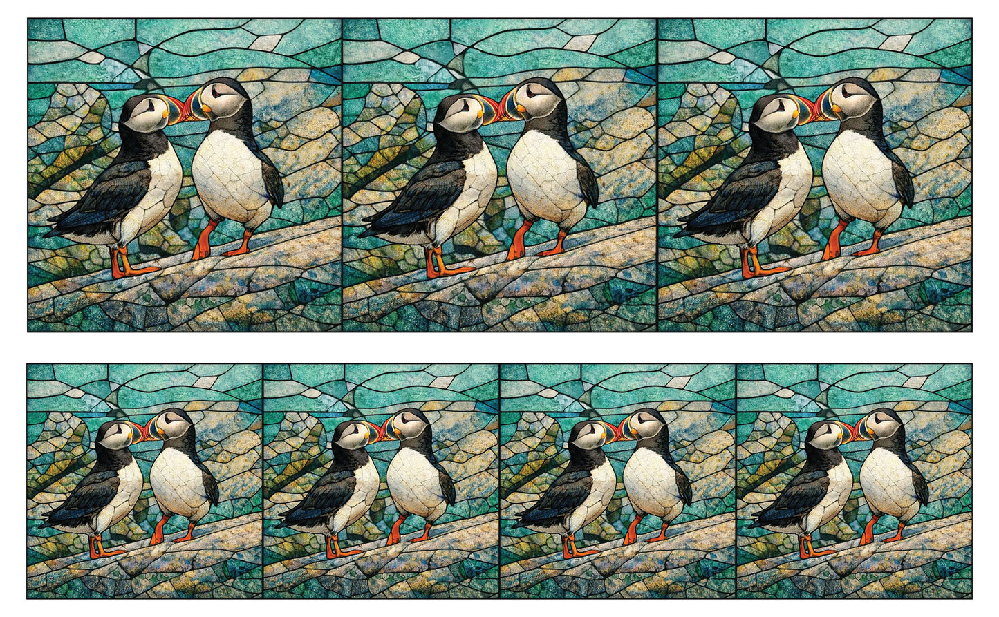 DecoCraft - Studio 1375 - Elevated Scenic Tiles Series - Stone Mosaic Puffins