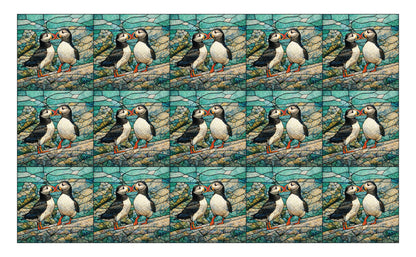 DecoCraft - Studio 1375 - Elevated Scenic Tiles Series - Stone Mosaic Puffins