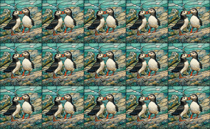 DecoCraft - Studio 1375 - Elevated Scenic Tiles Series - Stone Mosaic Puffins