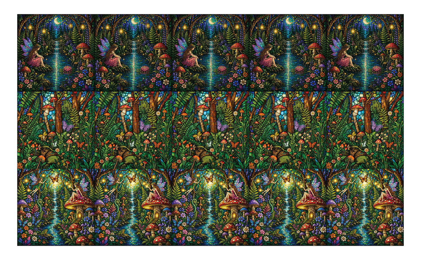 DecoCraft - Scenic Elevated Texture Tiles - Realistic Stained Glass - Enchanted Forest Glow