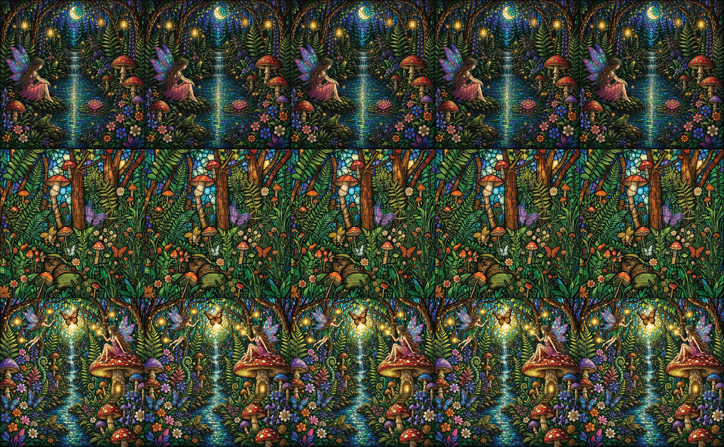 DecoCraft - Scenic Elevated Texture Tiles - Realistic Stained Glass - Enchanted Forest Glow