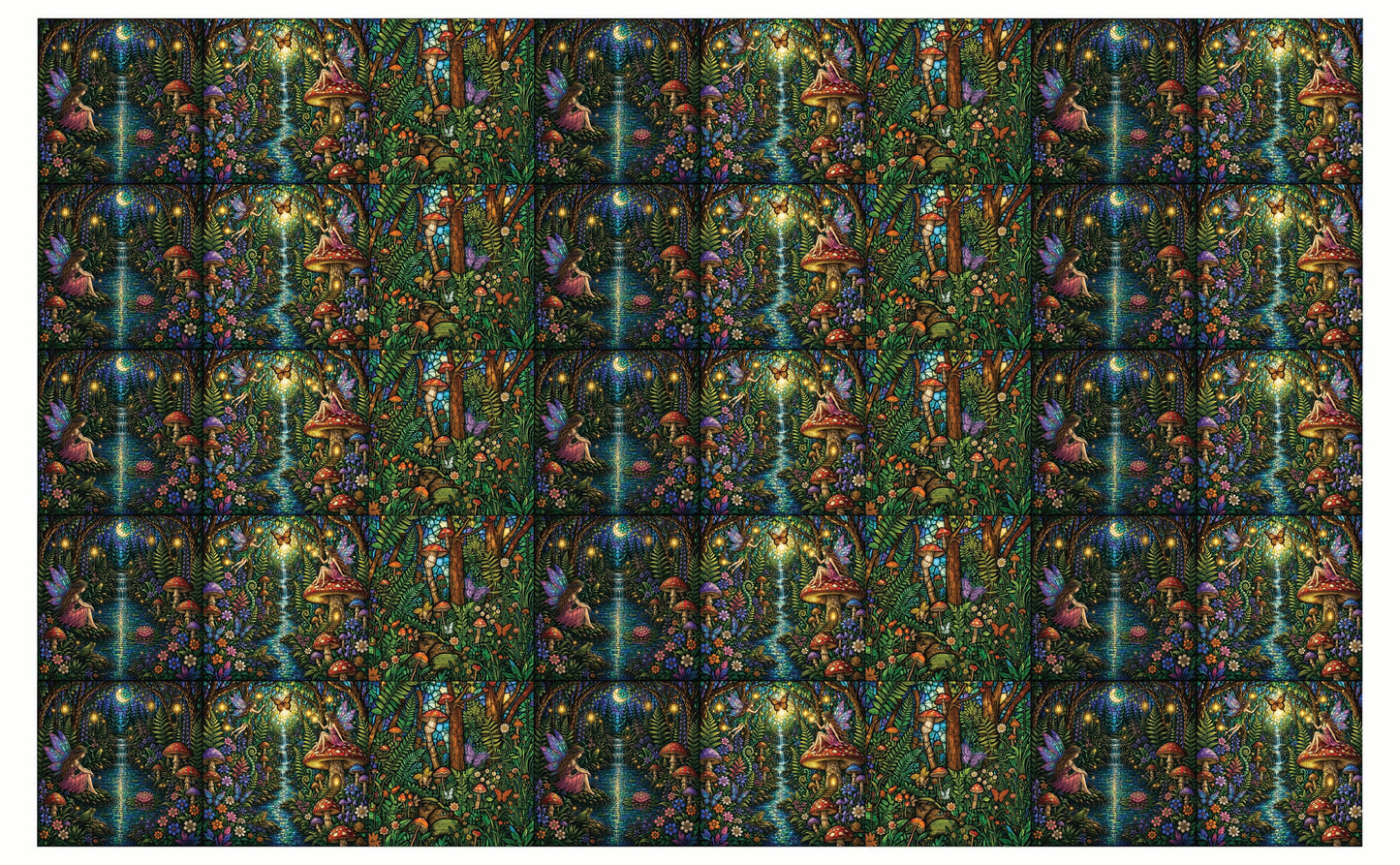 DecoCraft - Scenic Elevated Texture Tiles - Realistic Stained Glass - Enchanted Forest Glow Extra Small Assortment