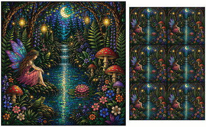 DecoCraft - Studio 1375 - Elevated Scenic Tiles Series - Moonlit Fairy Falls