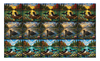 DecoCraft - Scenic Elevated Texture Tiles - Realistic Stained Glass -Loon Lake Serenity Assortment