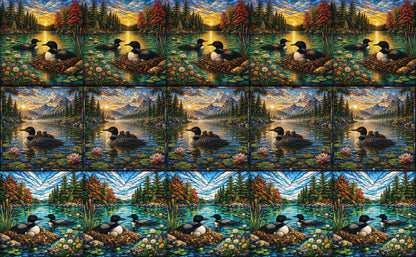 DecoCraft - Scenic Elevated Texture Tiles - Realistic Stained Glass -Loon Lake Serenity Assortment