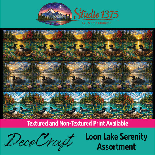 DecoCraft - Scenic Elevated Texture Tiles - Realistic Stained Glass -Loon Lake Serenity Assortment