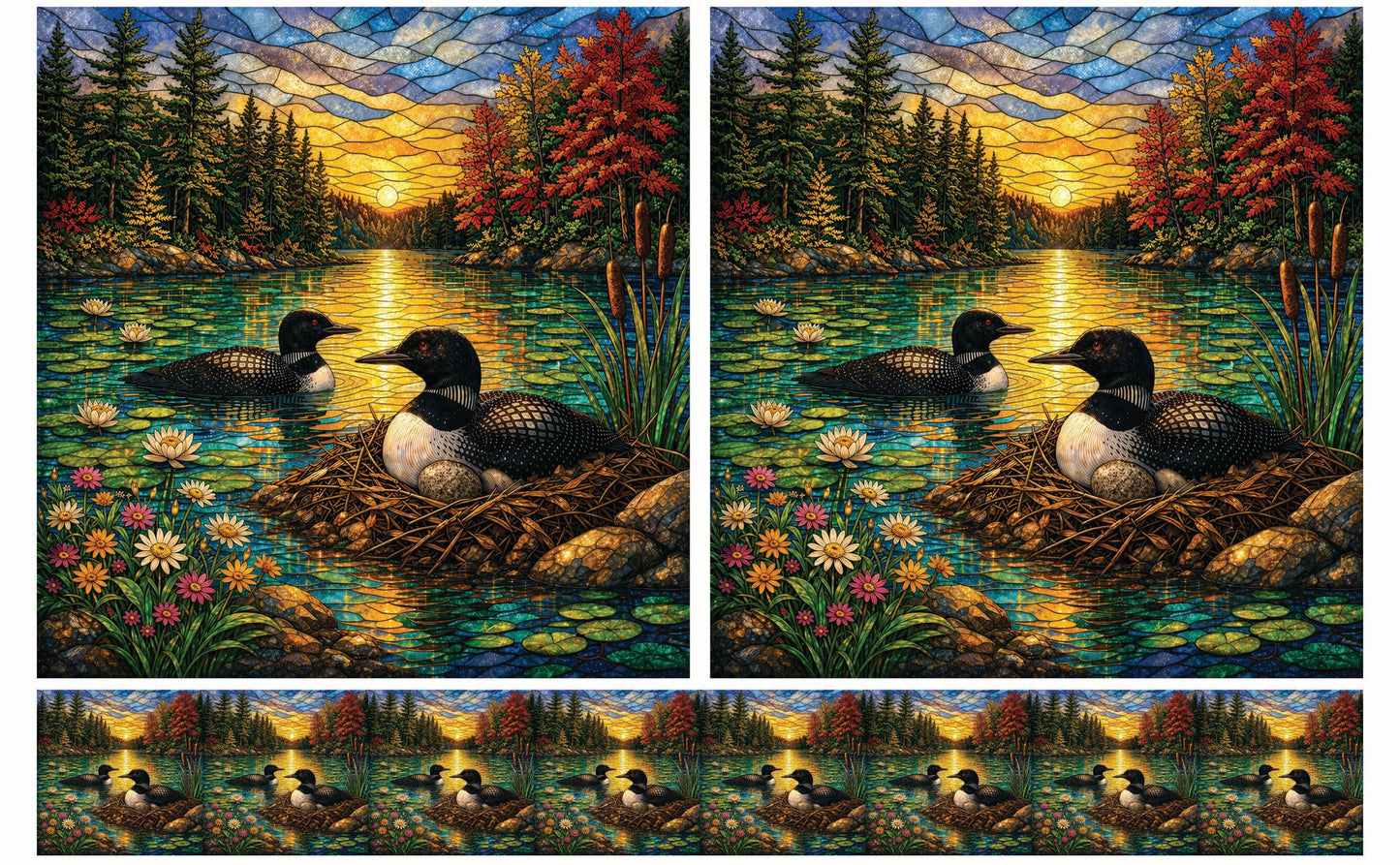 DecoCraft - Studio 1375 - Elevated Scenic Tiles Series - Loons at Sunset
