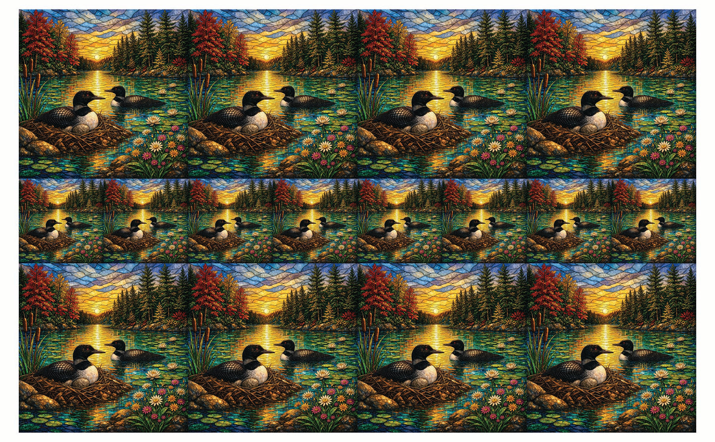 DecoCraft - Studio 1375 - Elevated Scenic Tiles Series - Loons at Sunset