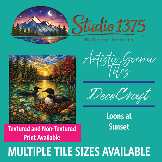 DecoCraft - Studio 1375 - Elevated Scenic Tiles Series - Loons at Sunset