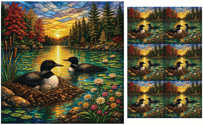 DecoCraft - Studio 1375 - Elevated Scenic Tiles Series - Loons at Sunset
