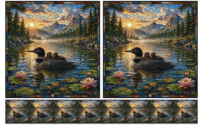 DecoCraft - Studio 1375 - Elevated Scenic Tiles Series - Mountain Lake Loon Family