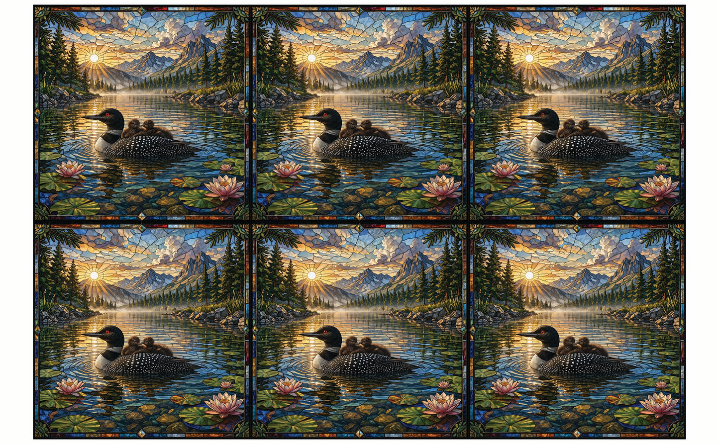 DecoCraft - Studio 1375 - Elevated Scenic Tiles Series - Mountain Lake Loon Family