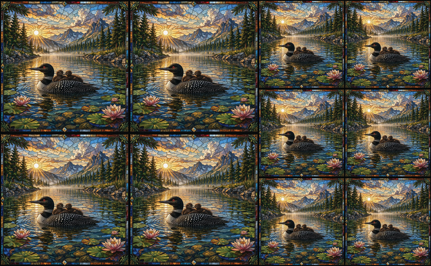 DecoCraft - Studio 1375 - Elevated Scenic Tiles Series - Mountain Lake Loon Family