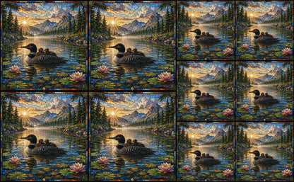DecoCraft - Studio 1375 - Elevated Scenic Tiles Series - Mountain Lake Loon Family